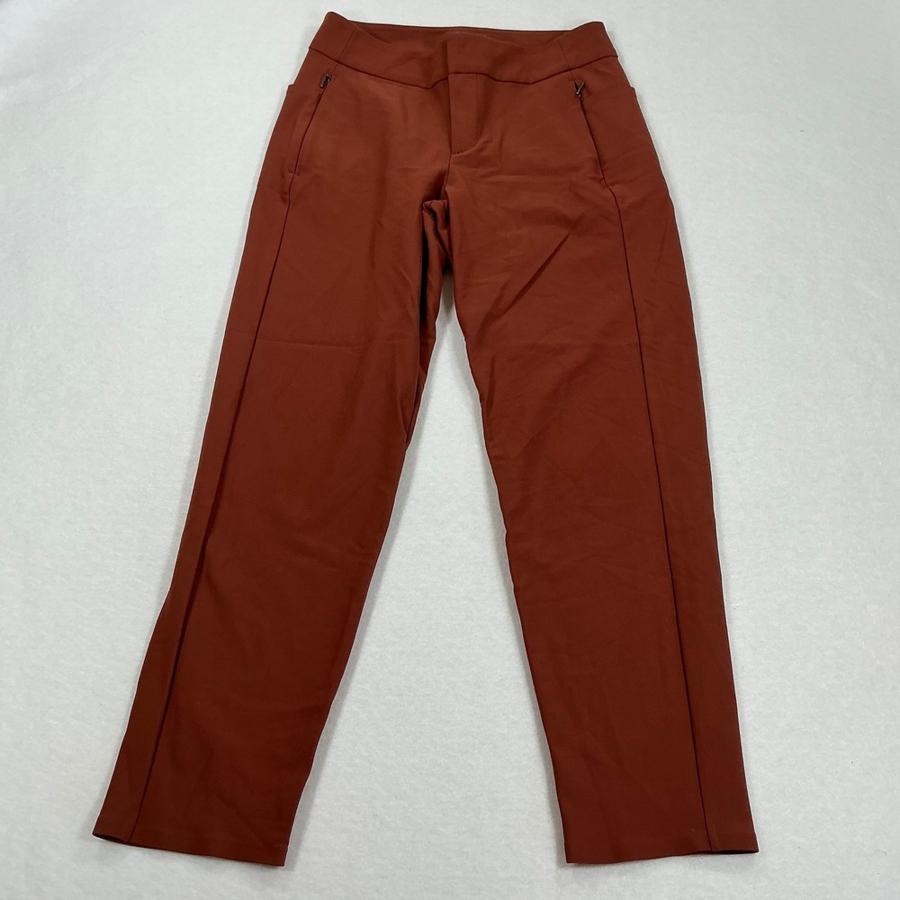 Athleta Stellar Skinny Trouser Rust Terracotta Pants 2P Petite Zipper Pockets